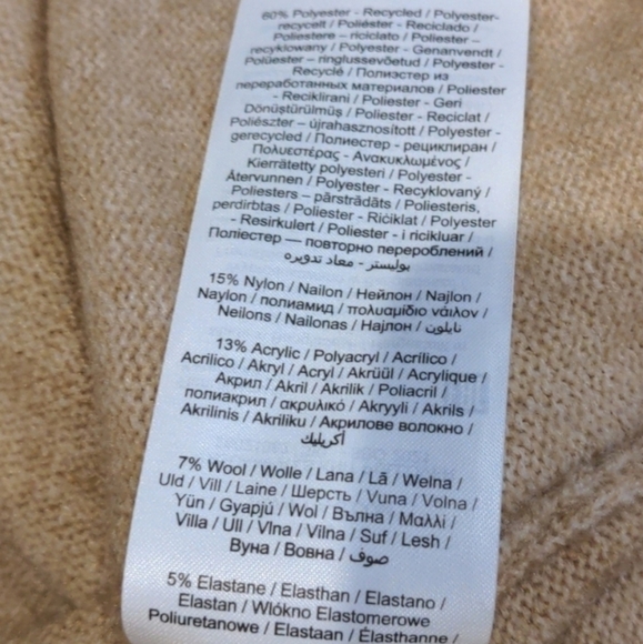 YAS Neutral Wool Blend High Neck Ribbed Hem Sweater size Large - Picture 9 of 10